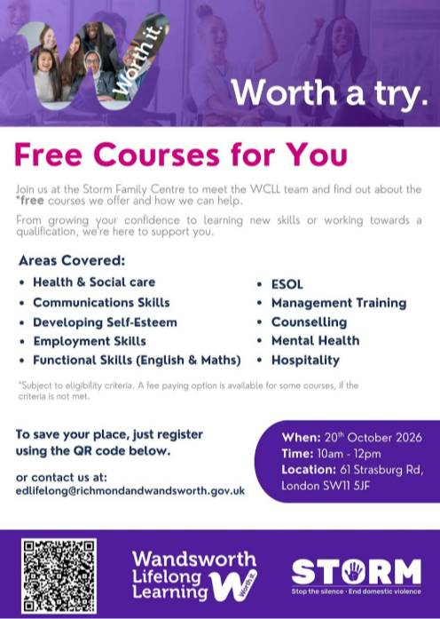 Wandsworth Lifelong Learning course Information Day at STORM Family Centre